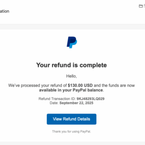 フィッシングメール情報「PayPal Refund Notification」